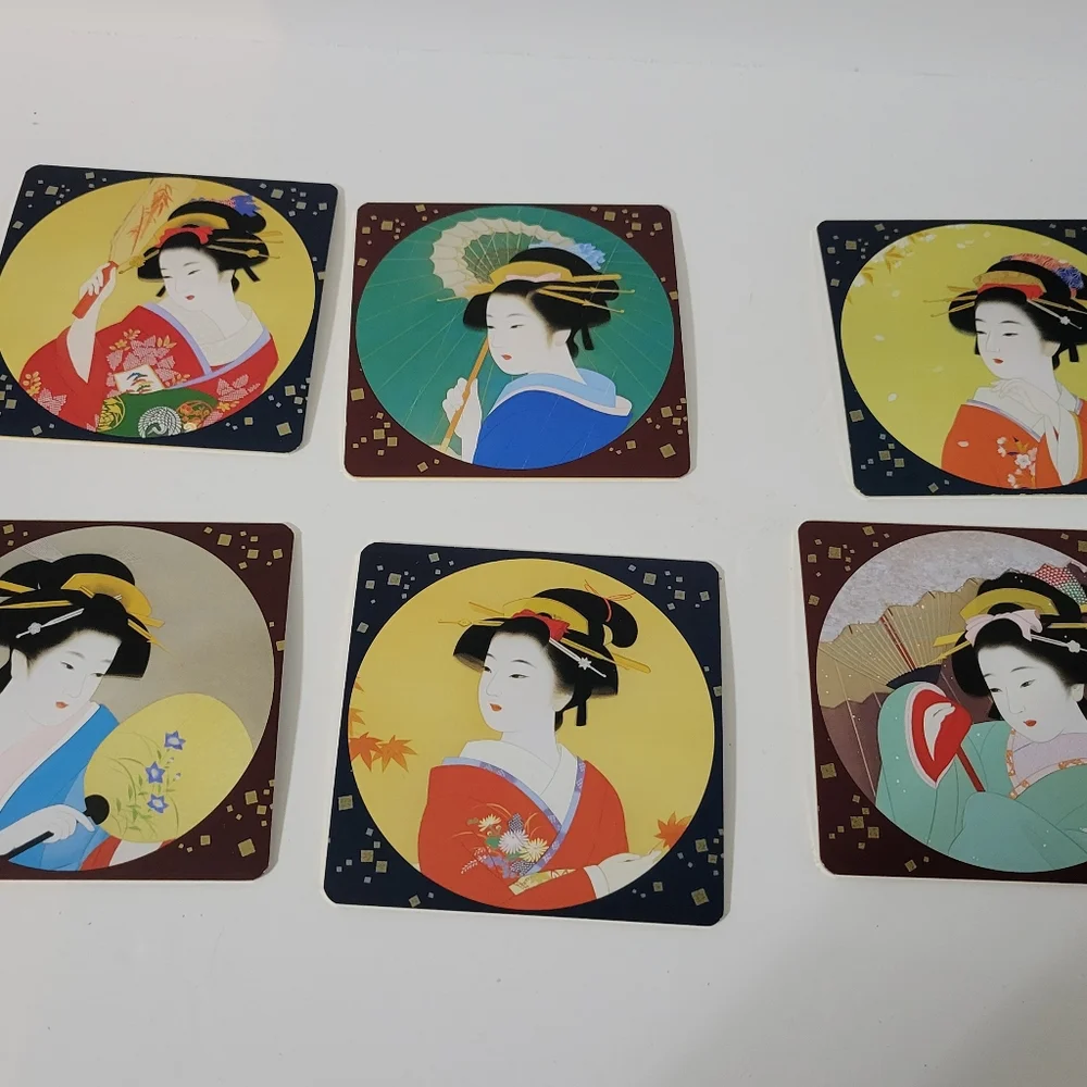 Japanese Bijinga Coaster Set of 6